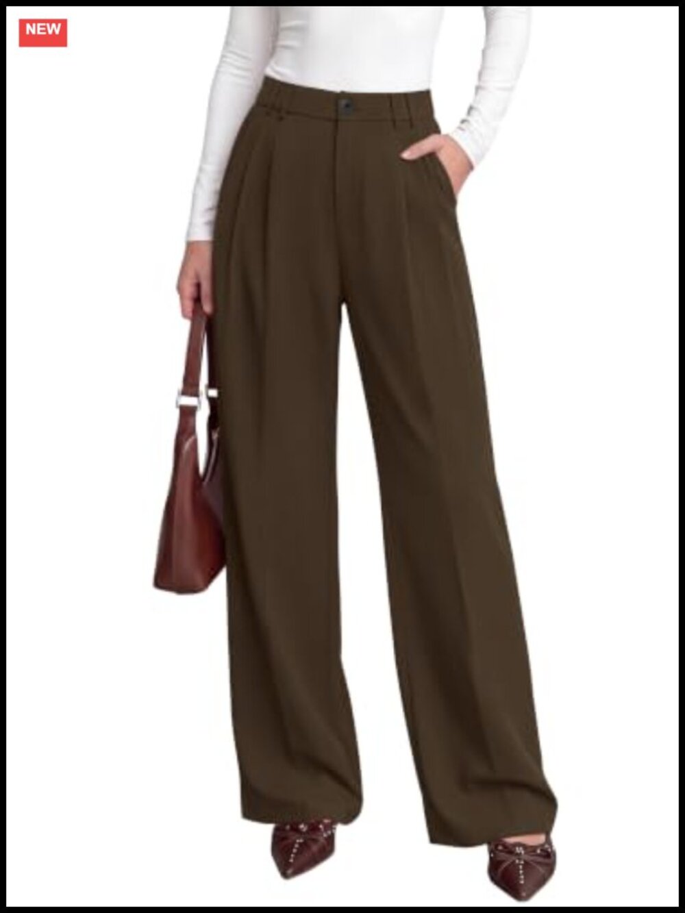 PRETTYGARDEN Women's Pleated High Rise Wide Leg Trousers Palazzo Pants